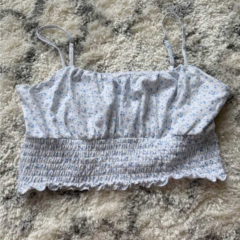 Hollister Blue and White Floral Camisole